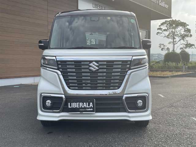 スズキ スペーシア カスタム HYBRID XS 宮崎県 2020(令2)年 6.1万km ピュアホワイトパール/ブラック2トーン ワンオーナー/禁煙車/全方位モニター/スズキセーフティ/純正SDナビ【CN-RZ853】/・CD/・DVD/・Bluetooth /・フルセグ/・SD/・USB/バックカメラ/ビルトインETC/社外前後ドライブレコーダー/ステアリングリモコン/ハーフレザーシート /運転席シートヒーター/両側パワースライドドア/純正LEDヘッドライト/フロントフォグランプ/オートライト/アイドリングストップ/純正フロアマット/純正15インチアルミ/保証書/取扱説明書