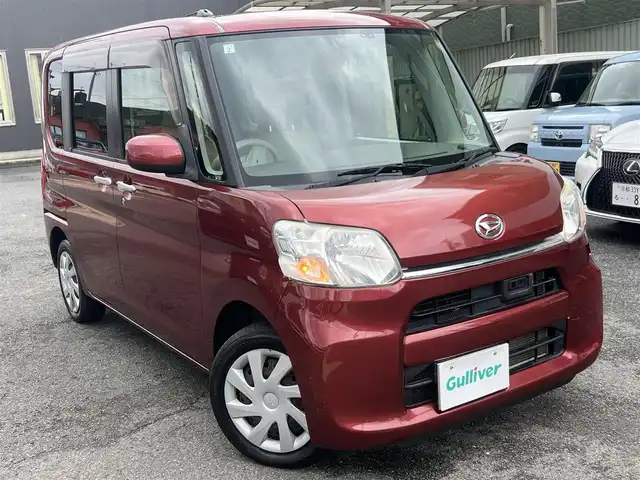 ダイハツ タント X SA 京都府 2015(平27)年 4.4万km ファイアークォーツレッドM  4WD/ スマートアシスト/ 左パワースライドドア/ エコアイドル/ 横滑り防止機能/ 純正7インチSDナビ/・　バックカメラ/・　ワンセグ/CD/・　SD録音/ 前後ドライブレコーダー/ ステアリモコン/ 純正フロアマット/ ドアバイザー/ スマートキー/ プッシュスタート/ 新車時保証書/ 車両取説