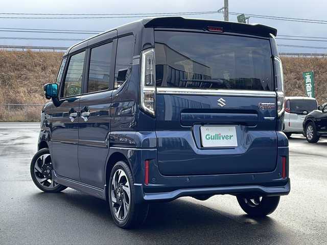 スズキ スペーシア カスタム HYBRID XS ターボ 青森県 2024(令6)年 0.1万km インディゴブルーメタリック/ブラック ・ワンオーナー/・4WD/・ターボ/・純正ナビ/・全方位カメラ/・Bluetooth/フルセグ/・衝突軽減ブレーキ/・レーンキープアシスト/・レーダークルーズコントロール/・シートヒーター/・ミラーヒーター/・ハンドルヒーター/・両側パワースライドドア/・ドラレコ付デジタルインナーミラー/・ビルトインETC/・社外フロアマット/・純正15AW/・純正LEDヘッドライト/・スペアキー有/・保証書・取説あり