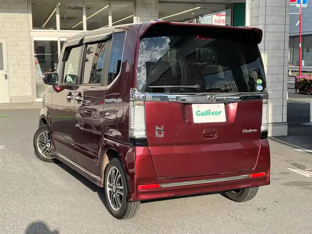 ホンダ Ｎ ＢＯＸ カスタム G Lパッケージ 東京都 2013(平25)年 2.2万km プレミアムディープロッソパール ワンオーナー/カロッツエリアSDナビTV/バックカメラ/両側パワースライドドア/ステアリングスイッチ/プッシュエンジンスイッチ/ブラックエアコンパネル/ピアノブラック調インパネ加飾/横滑り防止/オートライト/電動格納ウィンカーミラー/ETC/スペアキー/保証書＆取扱説明書