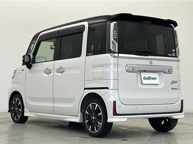 スズキ スペーシア カスタム HYBRID XS 宮城県 2019(平31)年 2.9万km ピュアホワイトパール/ブラック2トーン 禁煙車/両側パワースライドドア/運転席シートヒーター/ヘッドアップディスプレイ/スズキセーフティーサポート/・デュアルセンサーブレーキサポート/・パーキングソナー/・車線逸脱警報/・オートマチックハイビーム/・横滑り防止機能/純正8インチナビ/・BT.CD.DVD.SD/全周囲カメラ/フルセグテレビ/ETC/前方ドライブレコーダー/プッシュスタート/スマートキー/革巻きステアリング/ステアリングスイッチ/ハーフレザーシート/純正フロアマット/ロールサンシェード/シートバックテーブル/純正ドアバイザー/LEDヘッドライト/LEDフォグランプ/純正15インチアルミホイール/アイドリングストップ/コーナーセンサー