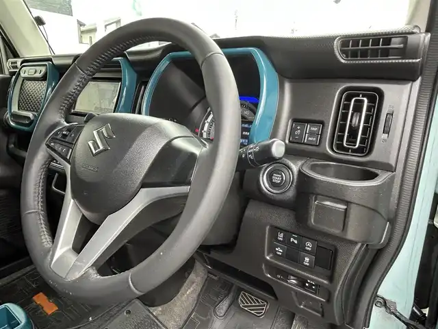 スズキ ハスラー HYBRID X 三重県 2020(令2)年 12.3万km オフブルーM 登録時122/478km/社外ナビ(91000310)/ＦＭ／ＡＭ／ＤＶＤ／ｉＰｏｄ／Ｂｌｕｅｔｏｏｔｈ／フルセグＴＶ/ドライブレコーダー/ビルトインＥＴＣ/シートヒーター/レーンキープアシスト/パーキングアシスト/プリクラッシュ/禁煙車/アイドリングストップ/横滑り防止装置/純正フロアマット/ハンズフリー/プッシュスタート/AUTOライト(LED)/フォグランプ(LED)/盗難防止装置/電格ミラー/ドアバイザー/シートエアバッグ