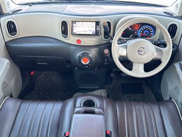 日産 キューブ こだわりセレクション 山形県 2014(平26)年 9.7万km ビターショコラ 2トーン 禁煙車/社外SDナビ/（AM/FM/TV/CD/DVD/SD/iPod）/アイドリングストップ/純正フロアマット/レザーシート/オートライト/電動格納ミラー/フォグランプ