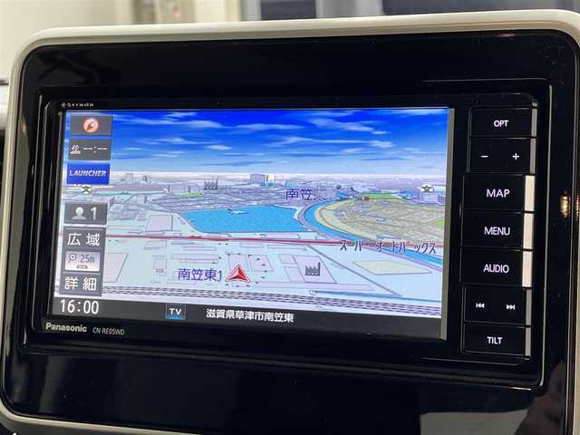 スズキ スペーシア カスタム HYBRID XS ターボ 滋賀県 2019(令1)年 3.5万km ピュアホワイトP 禁煙車/社外ナビ/（CD/DVD/Bluetooth/フルセグTV)/バックカメラ/ビルトインETC/前方ドライブレコーダー/両側パワースライドドア/ハーフレザーシート/運転席シートヒーター/リアソナー /クルーズコントロール/デュアルセンサーブレーキサポート/車線逸脱警報/LEDヘッドライト/オートライト/オートマチックハイビーム/アイドリングストップ/プッシュスタート/スマートキー/パドルシフト