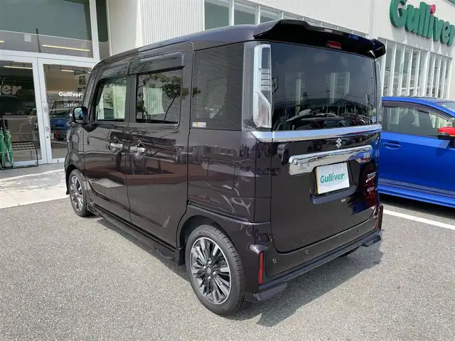 スズキ スペーシア カスタム HYBRID XS ターボ 石川県 2019(令1)年 2.7万km ムーンライトバイオレットPM ターボ/社外メモリーナビ/社外CD/DVD/フルセグTV/LEDヘッドライト/両側パワースライドドア/純正アルミホイール/クルーズコントロール/レーダーブレーキ/コーナーセンサー/スマートキー/プッシュスタート/電動ミラー/オートライト/オートエアコン/保証書