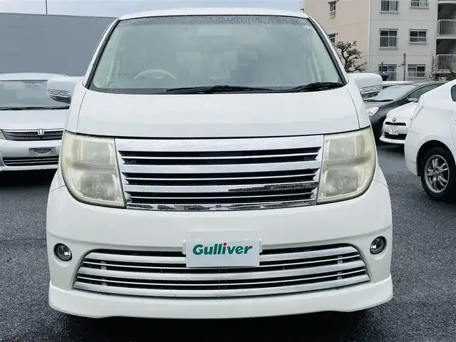 日産 エルグランド ライダー 千葉県 2005(平17)年 10.7万km ホワイトパール ナビ(AM/FM/DVD/MD)/純正17インチオーテックアルミホイール/全席合成皮革シート/オートライト/バックカメラ/左サイドカメラ（左側）/片側パワースライドドア（左側）/電動格納ミラー/ウインカーミラー/SNOW、POWER走行モード/BOSEスピーカー/ETC