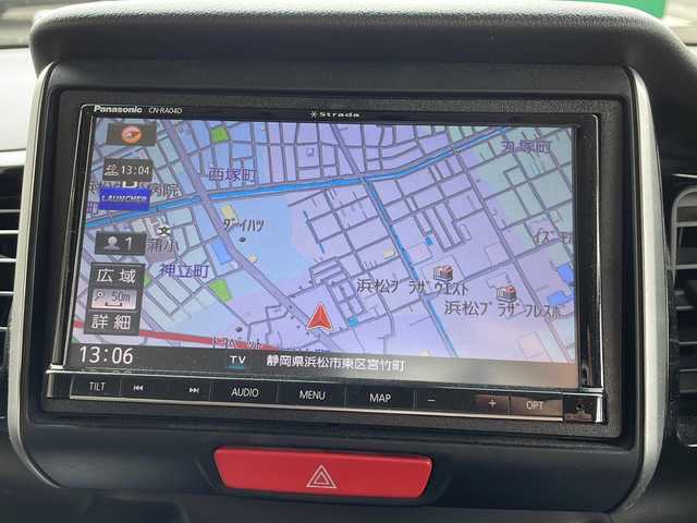 ホンダ Ｎ ＢＯＸ カスタム G ターボ Aパッケージ 静岡県 2014(平26)年 8.5万km ポリッシュドメタルメタリック 社外メモリナビ/・CD/・DVD/・Bluetooth/・フルセグTV/主要装備/・両側パワスラ/・クルコン/・バックカメラ/・ETC/・MTモード付/・前方ドラレコ/・純正フロアマット/・フォグランプ