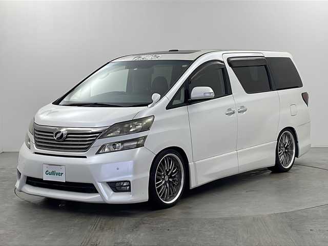 トヨタ ヴェルファイア 2．4Z 栃木県 2008(平20)年 4.1万km ホワイトパールクリスタルシャイン 純正ナビ/　　CD/DVD/AM/FM/フルセグ/バックカメラ/ビルトインETC/純正フリップダウン/Wサンルーフ/両側パワースライド/クリアランスソナー/シートカバー/WORK製20インチAW/純正フロアマット/オートライト/HID/フォグ/ウッドコンビハンドル