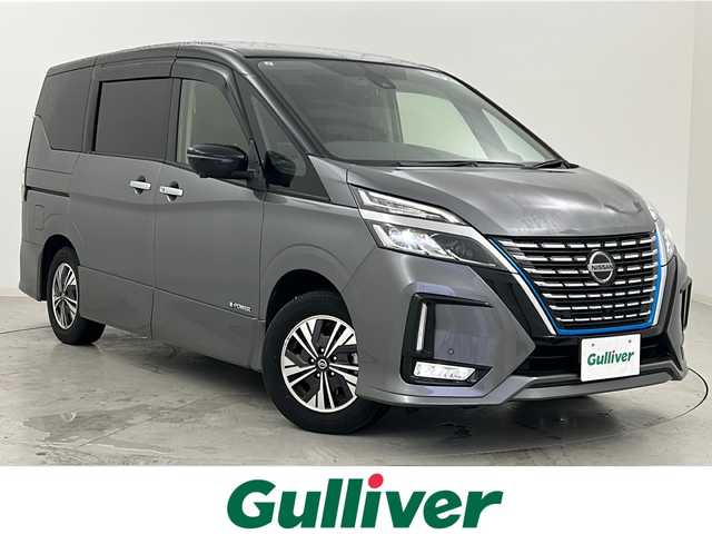 日産 セレナ e－パワー ハイウェイスター V 宮城県 2021(令3)年 2.6万km ダークメタルグレー/ダイヤモンドブラック プロパイロット/エマージェンシーブレーキ/側方支援/ブラインドスポットモニター/デジタルインナーミラー/全周囲カメラ/純正10インチSDナビ/・BT.CD.DVD.SD.USB.HDMI.ブルーレイ/フルセグTV/純正フリップダウンモニター/両側パワースライドドア/ハンズフリースライドドア/合皮シート/前席シートヒーター/ステアリングヒーター/ステアリングスイッチ/プッシュスタート/スマートキー×2/ETC/ドライブレコーダー（F）/電動パーキングブレーキ/LEDヘッドライト/LEDフォグライト/純正フロアマット/純正15インチAW/ロールサンシェード/シートバックテーブル/ドアバイザー