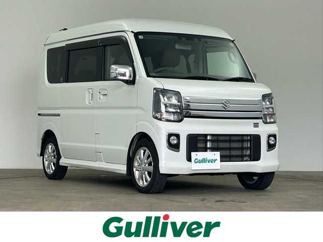 スズキ エブリィ ワゴン PZターボ スペシャル ハイルーフ 千葉県 2025(令7)年 1.2万km パールホワイト  デュアルカメラブレーキサポート/・誤発進抑制機能（後方含む）/・車線逸脱警報機能/・ふらつき警報機能/・先行車発進お知らせ機能/・後退時ブレーキサポート/・ヒルホールドコントロール/・ハイビームアシスト/・パーキングセンサー（リア）/ 純正7インチディスプレイオーディオ/・AM/FMラジオ/・スマートフォン連携機能/（Apple CarPlay / Android Auto）/・バックカメラ/・USB外部接続ソケット（タイプA）/・ハンズフリーマイク/・GPSアンテナ/両側パワースライドドア/左側オートステップ/LEDヘッドライト/フォグランプ/スマートキー/純正ラバーマット