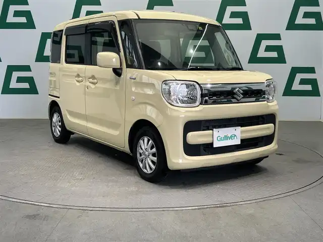 スズキ スペーシア HYBRID X 鹿児島県 2020(令2)年 5.4万km シフォンアイボリーM 社外7インチメモリナビ【MDV-D407BTW】/（ワンセグTV/AM/FM/CD/DVD/BT）/運転席シートヒーター/バックカメラ/ビルトインETC/前方ドライブレコーダー【HDR103】/衝突被害軽減ブレーキ/レーンキープアシスト/アイドリングストップ/クリアランスソナー/ステアリングスイッチ/社外13インチアルミホイール/フロアマット/ドアバイザー/禁煙車