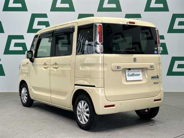 スズキ スペーシア HYBRID X 鹿児島県 2020(令2)年 5.4万km シフォンアイボリーM 社外7インチメモリナビ【MDV-D407BTW】/（ワンセグTV/AM/FM/CD/DVD/BT）/運転席シートヒーター/バックカメラ/ビルトインETC/前方ドライブレコーダー【HDR103】/衝突被害軽減ブレーキ/レーンキープアシスト/アイドリングストップ/クリアランスソナー/ステアリングスイッチ/社外13インチアルミホイール/フロアマット/ドアバイザー/禁煙車
