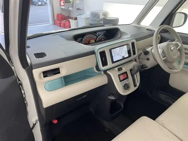 ダイハツ ムーヴ キャンバス G メイクアップ VS SAⅢ 大阪府 2021(令3)年 3.6万km パールホワイトⅢ/ファインミントメタリック 2トーン 社外７インチナビ/Bluetooth/CD/DVD/フルセグ/両側電動スライド/全方位カメラ/LEDヘッドライト/オートライト/オートハイビーム/ドラレコ（前後）/ETC/リアソナー/シートヒーター（D席）/衝突軽減/純正マット/バイザー/プッシュスタート/スマートキー/ステアリングリモコン