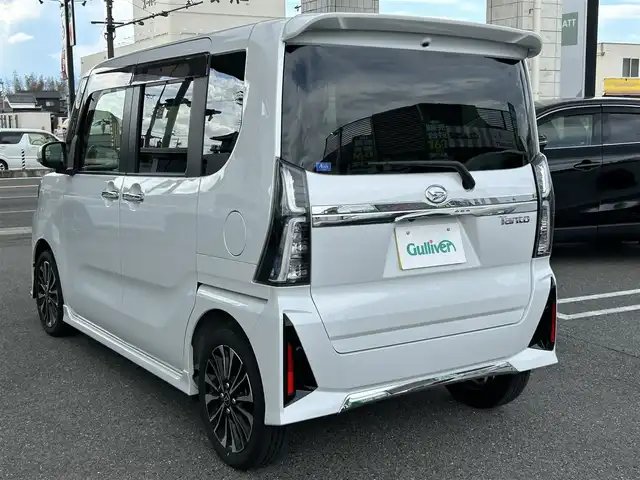 ダイハツ タント カスタム RS 奈良県 2023(令5)年 0.6万km シャイニングホワイトパール ワンオーナー/シートヒーター/ハーフレザー/ドラレコ/ビルドインETC/両側パワースライド/オートライト/LEDライト/フルセグTV/アイドリングストップ/バックカメラ/コーナーセンサー/純正ナビ/取扱説明書/保証書