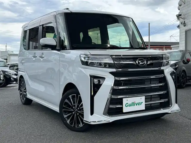 ダイハツ タント カスタム RS 奈良県 2023(令5)年 0.6万km シャイニングホワイトパール ワンオーナー/シートヒーター/ハーフレザー/ドラレコ/ビルドインETC/両側パワースライド/オートライト/LEDライト/フルセグTV/アイドリングストップ/バックカメラ/コーナーセンサー/純正ナビ/取扱説明書/保証書