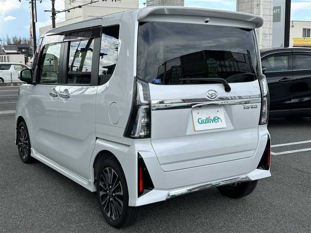 ダイハツ タント カスタム RS 奈良県 2023(令5)年 0.6万km シャイニングホワイトパール ワンオーナー/シートヒーター/ハーフレザー/ドラレコ/ビルドインETC/両側パワースライド/オートライト/LEDライト/フルセグTV/アイドリングストップ/バックカメラ/コーナーセンサー/純正ナビ/取扱説明書/保証書