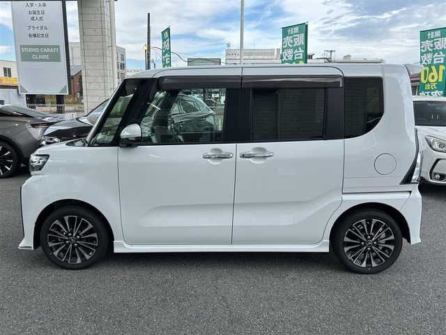 ダイハツ タント カスタム RS 奈良県 2023(令5)年 0.6万km シャイニングホワイトパール ワンオーナー/シートヒーター/ハーフレザー/ドラレコ/ビルドインETC/両側パワースライド/オートライト/LEDライト/フルセグTV/アイドリングストップ/バックカメラ/コーナーセンサー/純正ナビ/取扱説明書/保証書