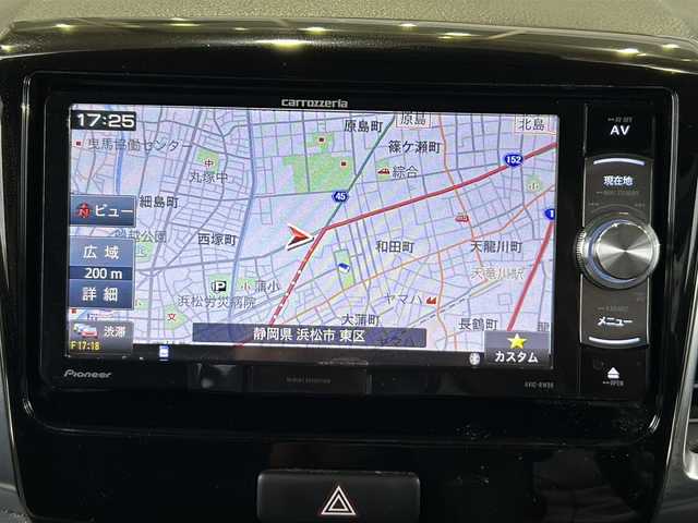 スズキ スペーシア カスタム XS 静岡県 2014(平26)年 7.3万km ブルーイッシュブラックパール3 社外ナビ　/フルセグＴＶ　/バックカメラ　/両側パワースライドドア　/ＥＴＣ　/ＨＩＤライト　/衝突軽減ブレーキ　/純正１４アルミホイール　/スマートキー　/プッシュスタート　/アイドリングストップ　/フロントフォグランプ