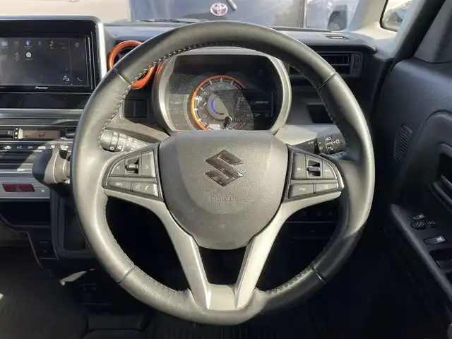 スズキ スペーシア ギア HYBRID XZ 大分県 2021(令3)年 6.4万km デニムブルー ガンメタリック 2トーン 社外7インチディスプレイオーディオ/（Bluetooth/CD/DVD/Apple Carplay/Android Auto）/両側パワースライドドア/追従クルーズコントロール/LEDヘッドライト/オートライト/リアソナー/D/N席シートヒーター/レーンキープアシスト/衝突軽減ブレーキ/前後ドライブレコーダー/ビルトインETC/後席サンシェード/純正フロアマット/ドアバイザー/プッシュスタート/スマートキー