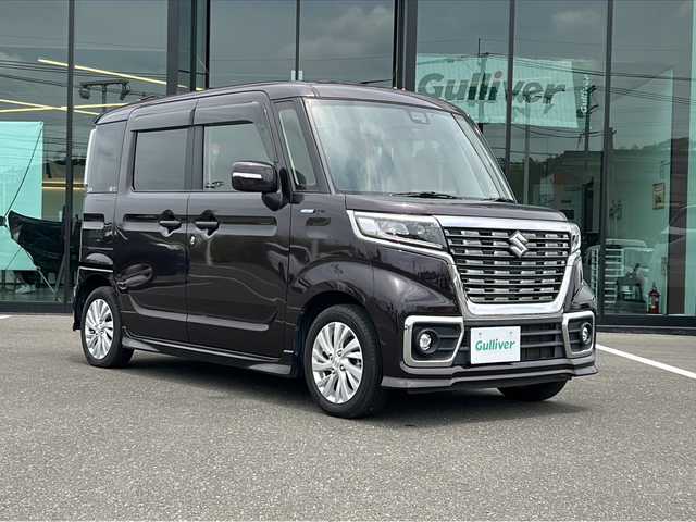 スズキ スペーシア カスタム HYBRID GS 鹿児島県 2019(令1)年 4.9万km ムーンライトバイオレットPM 社外SDナビ/Bluetooth/CD/DVD/AM/FM/運転席シートヒーター/ETC/衝突軽減システム/レーン逸脱アラーム/横滑り防止装置/片側パワースライドドア/前方障害物アラーム/アイドリンクストップ/オートライト/ドアバイザー/電動格納ミラー/サンシェード/取扱説明書/保証書/スペアキー×１
