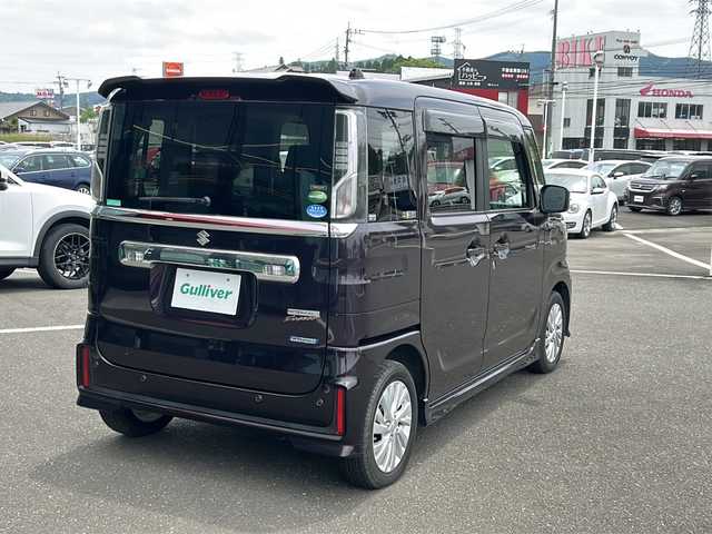 スズキ スペーシア カスタム HYBRID GS 鹿児島県 2019(令1)年 4.9万km ムーンライトバイオレットPM 社外SDナビ/Bluetooth/CD/DVD/AM/FM/運転席シートヒーター/ETC/衝突軽減システム/レーン逸脱アラーム/横滑り防止装置/片側パワースライドドア/前方障害物アラーム/アイドリンクストップ/オートライト/ドアバイザー/電動格納ミラー/サンシェード/取扱説明書/保証書/スペアキー×１