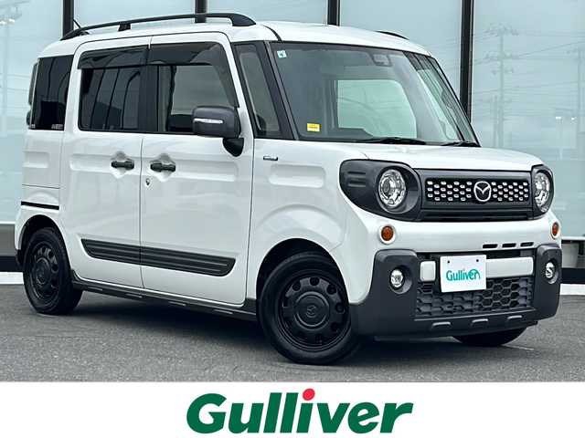 マツダ フレアワゴン ハイブリッド XS 山形県 2019(令1)年 5.8万km ピュアホワイトP デュアルセンサーブレーキサポート/４WD/社外SDナビ/（AM/FM/CD/DVD/BT/TV）/両側パワースライドドア/シートヒーター/純正AW/リアパーキングセンサー/ドアバイザー/フォグランプ/電動格納ウインカーミラー/ハイビームアシスト機能/車線逸脱警報機能