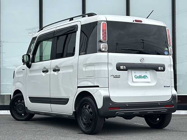 マツダ フレアワゴン ハイブリッド XS 山形県 2019(令1)年 5.8万km ピュアホワイトP デュアルセンサーブレーキサポート/４WD/社外SDナビ/（AM/FM/CD/DVD/BT/TV）/両側パワースライドドア/シートヒーター/純正AW/リアパーキングセンサー/ドアバイザー/フォグランプ/電動格納ウインカーミラー/ハイビームアシスト機能/車線逸脱警報機能