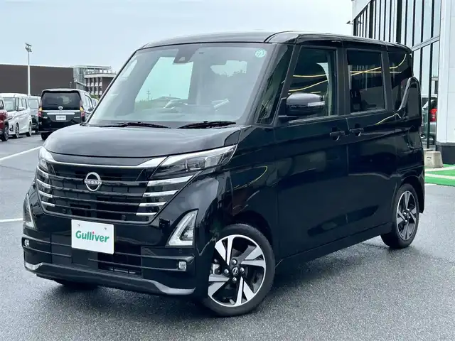 日産 ルークス HWS Gターボ プロパイロットED 奈良県 2024(令6)年 1.4万km ブラック 純正９インチナビ　/フルセグＴＶ　/BT/CD/DVD/SD/AUX/全方位カメラ　/前後ドライブレコーダー　/プロパイロット　/両側パワースライドドア　/レザーシート　/シートヒーター　/ステアリングヒーター/追従型クルーズコントロール　/ＬＥＤヘッドライト　/オートライト/スマートキー/AAC/純正15インチアルミホイール/純正フロアマット/衝突被害軽減システム