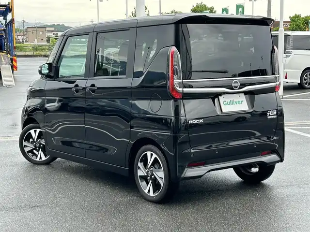 日産 ルークス HWS Gターボ プロパイロットED 奈良県 2024(令6)年 1.4万km ブラック 純正９インチナビ　/フルセグＴＶ　/BT/CD/DVD/SD/AUX/全方位カメラ　/前後ドライブレコーダー　/プロパイロット　/両側パワースライドドア　/レザーシート　/シートヒーター　/ステアリングヒーター/追従型クルーズコントロール　/ＬＥＤヘッドライト　/オートライト/スマートキー/AAC/純正15インチアルミホイール/純正フロアマット/衝突被害軽減システム