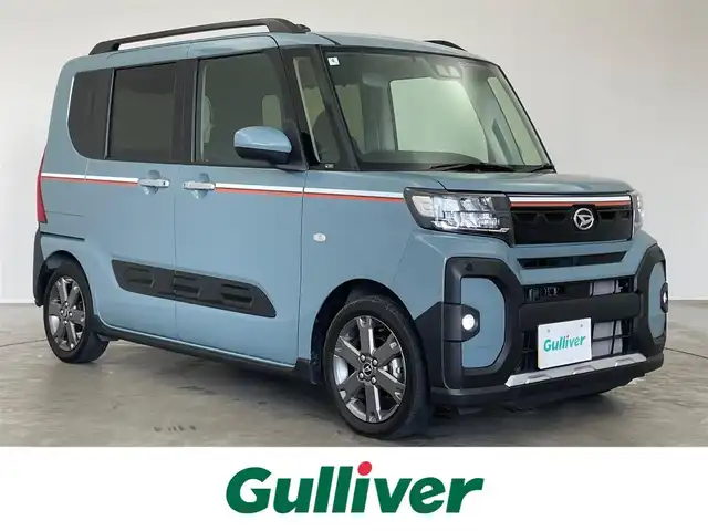 ダイハツ タント ファンクロスターボ 埼玉県 2024(令6)年 0.9万km レイクブルーメタリック スマートアシスト　純正ナビ　バックカメラ　ビルトインＥＴＣ　ドライブレコーダー　シートヒーター　純正アルミホイール　両側パワースライドドア　ブレーキホールド　オートハイビーム　ＬＥＤライト　地デジ