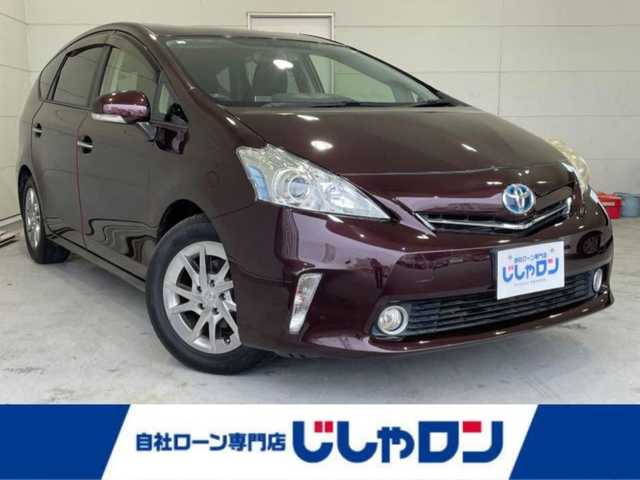 トヨタ プリウス α S チューンブラック 沖縄県 2014(平26)年 7.2万km ブラキッシュレッドマイカ (株)IDOMが運営する【じしゃロンコザ店】の自社ローン専用車両になりますこちらは現金またはオートローンご利用時の価格です。自社ローンご希望の方は別途その旨お申付け下さい/純正ナビ　/フルセグTV　/Bluetooth接続　/バックカメラ　/ETC　/プッシュスタート　/スマートキー　/スペアキー　/オートライト　/純正アルミホイール　/純正フロアマット