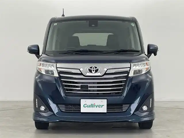 トヨタ ルーミー カスタムG－T 群馬県 2017(平29)年 5.2万km ブラックマイカメタリック/レーザーブルークリスタルシャイン 2トーン ナビレディパッケージ/・バックカメラ/・ステアリングスイッチ/コンフォートパッケージ/・運転席/助手席シートヒーター/・シートバックテーブル/スペアタイヤ/=====/純正9インチSDナビ/・フルセグTV/AM/FM/CD/DVD/BT/ETC/両側パワースライドドア/スマートアシスト/・衝突回避支援ブレーキ/・衝突警報/・車線逸脱警報機/・誤発進抑制制御/・先行車発進お知らせ/LEDヘッドライト/プッシュスタート/スマートキー
