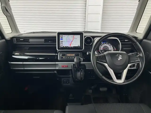 スズキ スペーシア カスタム HYBRID XS 高知県 2018(平30)年 6.2万km ブルーイッシュブラックパール3 純正ナビ/　Bluetooth/フルセグ/　CD/DVD/AM/FM/ドライブレコーダー/ビルトインETC/両側パワースライドドア/LEDヘッドライト/コーナーセンサー/ベンチシート/プッシュスタート/スマートキー/スペアキー/アイドリングストップ/ハーフレザー/シートヒーター/純正フロアマット/純正15インチアルミホイール/オートライト/衝突被害軽減システム/盗難防止装置