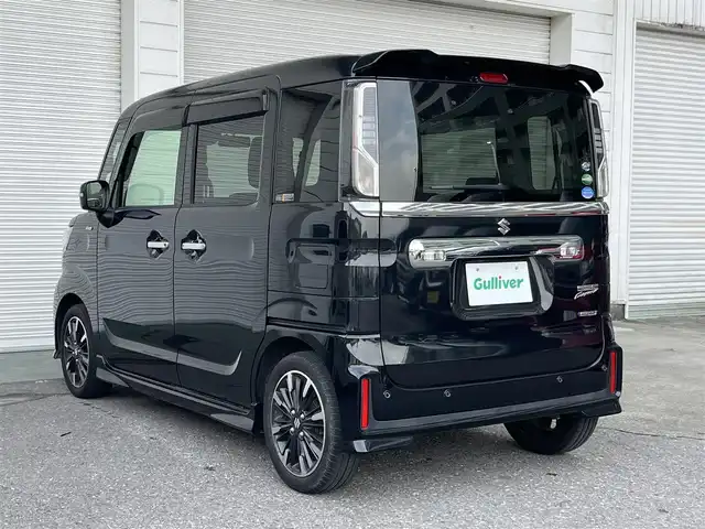 スズキ スペーシア カスタム HYBRID XS 高知県 2018(平30)年 6.2万km ブルーイッシュブラックパール3 純正ナビ/　Bluetooth/フルセグ/　CD/DVD/AM/FM/ドライブレコーダー/ビルトインETC/両側パワースライドドア/LEDヘッドライト/コーナーセンサー/ベンチシート/プッシュスタート/スマートキー/スペアキー/アイドリングストップ/ハーフレザー/シートヒーター/純正フロアマット/純正15インチアルミホイール/オートライト/衝突被害軽減システム/盗難防止装置