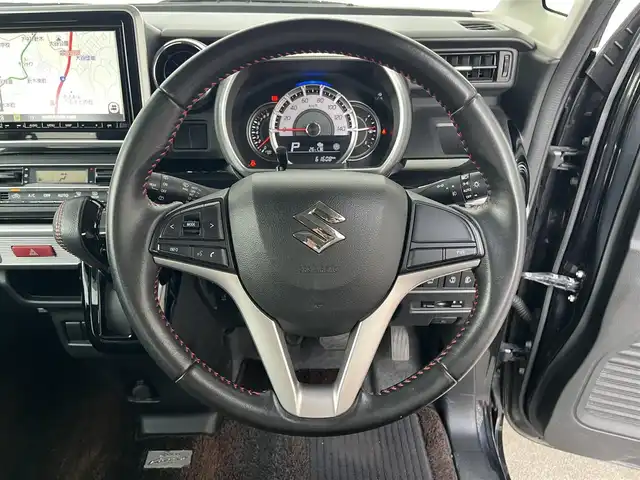 スズキ スペーシア カスタム HYBRID XS 高知県 2018(平30)年 6.2万km ブルーイッシュブラックパール3 純正ナビ/　Bluetooth/フルセグ/　CD/DVD/AM/FM/ドライブレコーダー/ビルトインETC/両側パワースライドドア/LEDヘッドライト/コーナーセンサー/ベンチシート/プッシュスタート/スマートキー/スペアキー/アイドリングストップ/ハーフレザー/シートヒーター/純正フロアマット/純正15インチアルミホイール/オートライト/衝突被害軽減システム/盗難防止装置