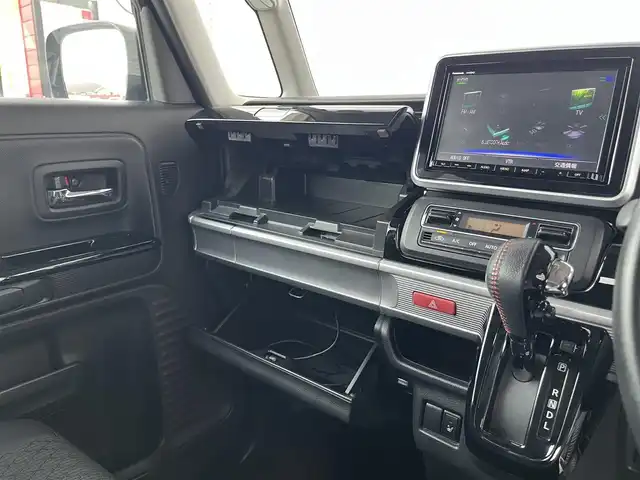 スズキ スペーシア カスタム HYBRID XS 高知県 2018(平30)年 6.2万km ブルーイッシュブラックパール3 純正ナビ/　Bluetooth/フルセグ/　CD/DVD/AM/FM/ドライブレコーダー/ビルトインETC/両側パワースライドドア/LEDヘッドライト/コーナーセンサー/ベンチシート/プッシュスタート/スマートキー/スペアキー/アイドリングストップ/ハーフレザー/シートヒーター/純正フロアマット/純正15インチアルミホイール/オートライト/衝突被害軽減システム/盗難防止装置