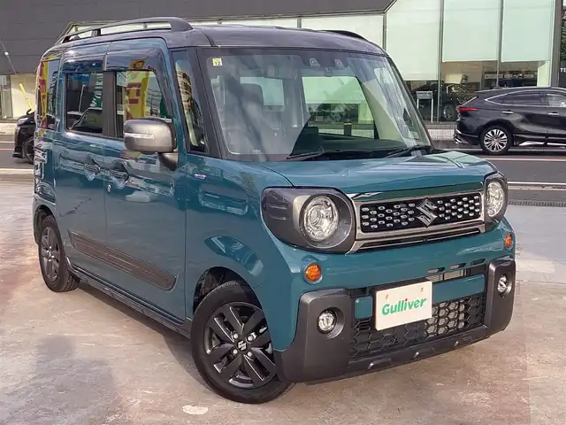 スズキ スペーシア ギア HYBRID XZターボ 京都府 2022(令4)年 0.8万km デニムブルー ガンメタリック 2トーン  ワンオーナー/ 登録時走行距離　7183キロ/ コネクトナビ　フルセグ/ 全方位カメラ/ CDデッキ/ BTオーディオ/ USBポート2ケ/ ヘッドアップディスプレイ/ 前席シートヒーター/ ビルトインETC/ ルーフレール/ 両側パワースライドドア/ 社外ミラー型ドラレコ　リアカメラあり/ ルーフレール/ 純正14インチアルミ/ 保証書　取説　スペアキーあり