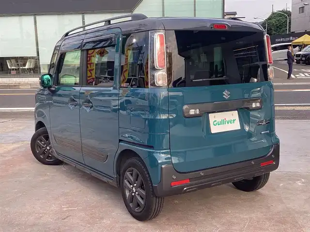スズキ スペーシア ギア HYBRID XZターボ 京都府 2022(令4)年 0.8万km デニムブルー ガンメタリック 2トーン  ワンオーナー/ 登録時走行距離　7183キロ/ コネクトナビ　フルセグ/ 全方位カメラ/ CDデッキ/ BTオーディオ/ USBポート2ケ/ ヘッドアップディスプレイ/ 前席シートヒーター/ ビルトインETC/ ルーフレール/ 両側パワースライドドア/ 社外ミラー型ドラレコ　リアカメラあり/ ルーフレール/ 純正14インチアルミ/ 保証書　取説　スペアキーあり