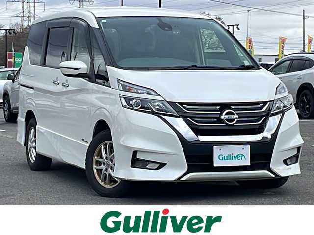 日産 セレナ ハイウェイスター 道央・札幌 2017(平29)年 11.4万km ブリリアントホワイトパール ４WD/ワンオーナー/純正ディーラーOPナビ/CD/DVD/BT/フルセグ/横滑り防止装置/クルーズコントロール/バックカメラ/ビルトインETC/ドライブレコーダー/アイドリングストップ/ECOMODE/両側パワースライドドア/革巻きステアリング/ステアリングリモコン/プッシュスタート/スマートキー/LEDヘッドライト/オートライト/フォグランプ/電動格納ミラー/ウィンカーミラー/純正フロアマット/ドアバイザー