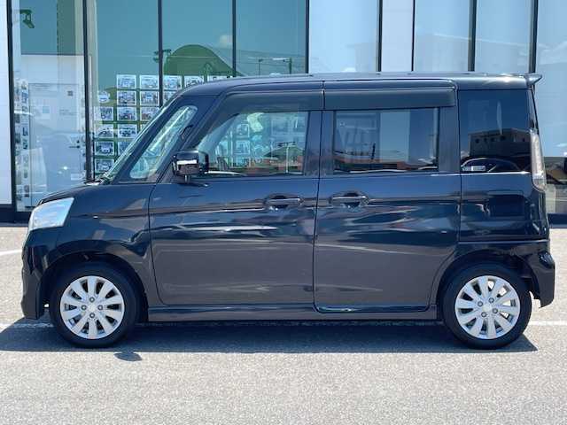 スズキ スペーシア カスタム XS 長崎県 2015(平27)年 5.6万km ブルーイッシュブラックパール3 社外SDナビ/CD/DVD/ワンセグTV/左側パワースライドドア/ドライブレコーダー/アイドリングストップ/LEDヘッドライト/オートライト/純正14インチAW/ウィンカーミラー/ETC/スマートキー×2