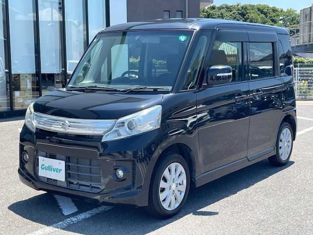 スズキ スペーシア カスタム XS 長崎県 2015(平27)年 5.6万km ブルーイッシュブラックパール3 社外SDナビ/CD/DVD/ワンセグTV/左側パワースライドドア/ドライブレコーダー/アイドリングストップ/LEDヘッドライト/オートライト/純正14インチAW/ウィンカーミラー/ETC/スマートキー×2