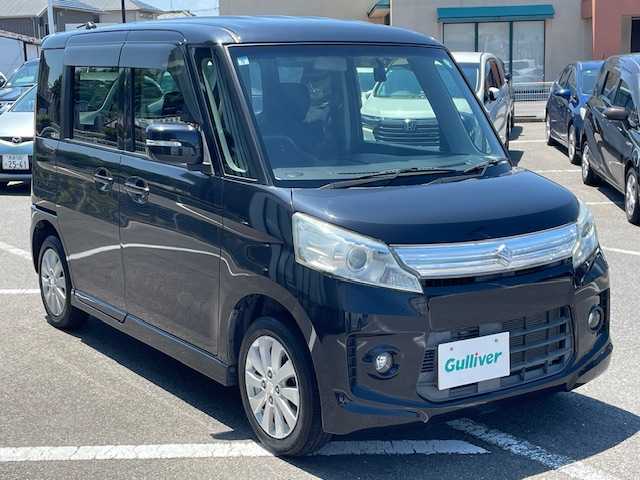 スズキ スペーシア カスタム XS 長崎県 2015(平27)年 5.6万km ブルーイッシュブラックパール3 社外SDナビ/CD/DVD/ワンセグTV/左側パワースライドドア/ドライブレコーダー/アイドリングストップ/LEDヘッドライト/オートライト/純正14インチAW/ウィンカーミラー/ETC/スマートキー×2