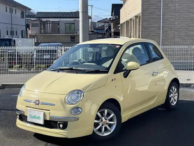 フィアット ５００ ジャッロ ヴァニリア 福島県 2015(平27)年 8.8万km バニライエロー 70台限定車/社外メモリーナビ/CD/SD/BT/フルセグTV/社外14AW(純正15AW＋夏タイヤ積込)/茶/ベージュ革シート/ステアリングリモコン(音量のみ)/フォグライト/フロアマット/キーレス/ETC