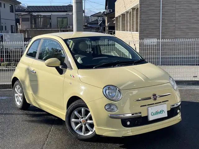 フィアット ５００ ジャッロ ヴァニリア 福島県 2015(平27)年 8.8万km バニライエロー 70台限定車/社外メモリーナビ/CD/SD/BT/フルセグTV/社外14AW(純正15AW＋夏タイヤ積込)/茶/ベージュ革シート/ステアリングリモコン(音量のみ)/フォグライト/フロアマット/キーレス/ETC