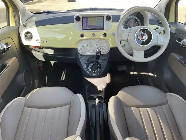 フィアット ５００ ジャッロ ヴァニリア 福島県 2015(平27)年 8.8万km バニライエロー 70台限定車/社外メモリーナビ/CD/SD/BT/フルセグTV/社外14AW(純正15AW＋夏タイヤ積込)/茶/ベージュ革シート/ステアリングリモコン(音量のみ)/フォグライト/フロアマット/キーレス/ETC