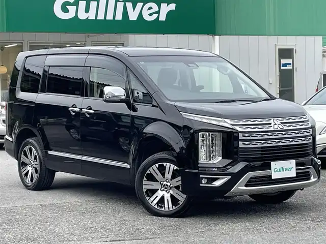 三菱 デリカＤ：５ P 千葉県 2019(令1)年 2.8万km ダイヤモンドブラックマイカ 純正10.1インチSDナビ【QY9000MB】/・CD/DVD/MSV/Bluetooth/フルセグ/全周囲カメラ/両後パワースライドドア/パワーバックドア/運転席パワーシート/前席シートヒーター/スマートキー/衝突軽減ブレーキ/レーンキープアシスト/ブラインドスポットモニター/オートマチックハイビーム/アダプティブクルーズコントロール/パドルシフト/純正18インチアルミホイール/純正LEDヘッドライト/フォグランプ/本革巻きステアリング/アイドリングストップ/ドアバイザー/サイド＆カーテンエアバッグ