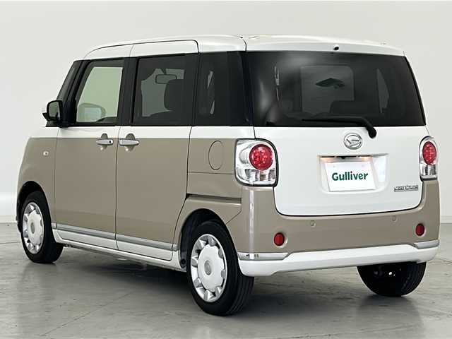 ダイハツ ムーヴ キャンバス G メイクアップ リミテッド　SAⅢ 宮城県 2021(令3)年 4.9万km パールホワイトⅢ/ナチュラルベージュマイカメタリック 2トーン スマートアシストIII	/・衝突回避支援ブレーキ機能	/・車線逸脱警報機能	/・オートハイビーム	/・コーナーセンサー	/パノラマモニター/社外7型ナビ/・BT.CD.DVD/両側パワースライドドア/運転席シートヒーター/ステアリングスイッチ/プッシュスタート/スマートキー/LEDヘッドライト/LEDフォグランプ/アイドリングストップ/横滑り防止装置/社外フロアマット/純正ホイールキャップ