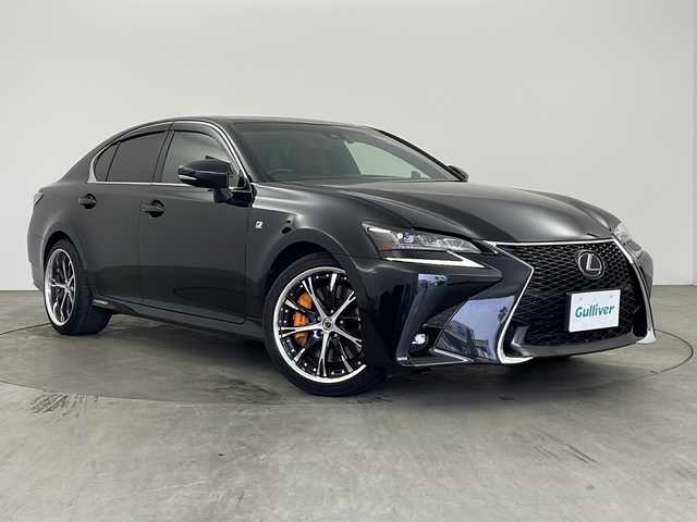 レクサス ＧＳ 450h Fスポーツ 兵庫県 2017(平29)年 5.3万km グラファイトブラックガラスフレーク ・純正ナビ&CD&DVD&SD&USB&AUX&BT&TV/・マークレビンソンオーディオ/・ビルトインETC2.0/・バックカメラ/・レーダークルーズコントロール/・LEXUSsafety/・プリクラッシュセーフティ/・ブラインドスポットモニター/・レーンディパーチャーアラート/・クリアランスソナー/・nanoeエアコン/・前後コーナーセンサー/・盗難防止装置/・オートライト/・オートマチックハイビーム/・3眼LEDヘッドライト/・W＋サイドエアバック/・カーテンエアバック/・ムーンルーフ/・純正レクサスオレンジキャリパー/・パワートランクリッド/・前方ドライブレコーダー/・純正フロアマット/・レザーシート/・メモリーパワーシート（運転席・助手席）/・シートヒーター（運転席・助手席）/・エアシート（運転席・助手席）/・社外19インチアルミホイール/・ステアリングヒーター/・ヘッドアップディスプレイ/・スマートキー/・スペアキー/・AACエアコン