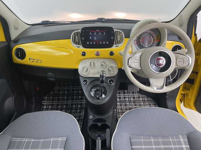 フィアット ５００ ミモザ2 埼玉県 2021(令3)年 3.8万km 黄 純正ディスプレイオーディオ/バックカメラ/ETC/前後ドライブレコーダー/クルーズコントロール/純正フロアマット/純正LEDライト