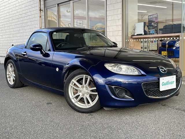 マツダ ロードスター S RHT 山口県 2011(平23)年 7.6万km ストーミーブルーマイカ 純正７インチナビゲーション/ワンセグ/DVD/CD/BT/FM/AM/ＥＴＣ　/社外車高調 KIJIMA-SPEC　/ＨＩＤヘッドライト　/純正フロアマット/純正16インチアルミホイール　/ステアリングスイッチ/スマートキー２本/保証書　/取扱説明書